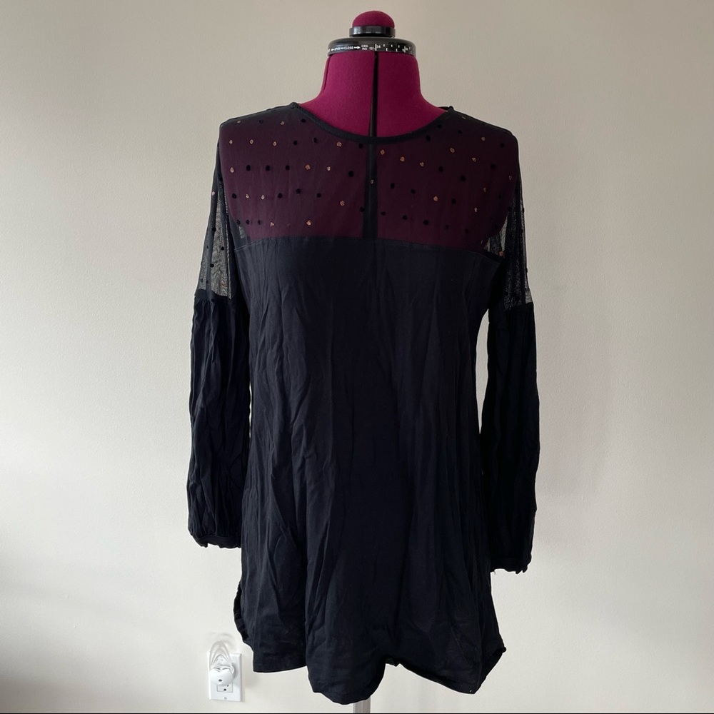 Zara Black Partly Polka-Dot Dress